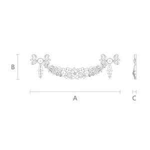 N-043 large horizontal decorative ribbon garland renaissance style
